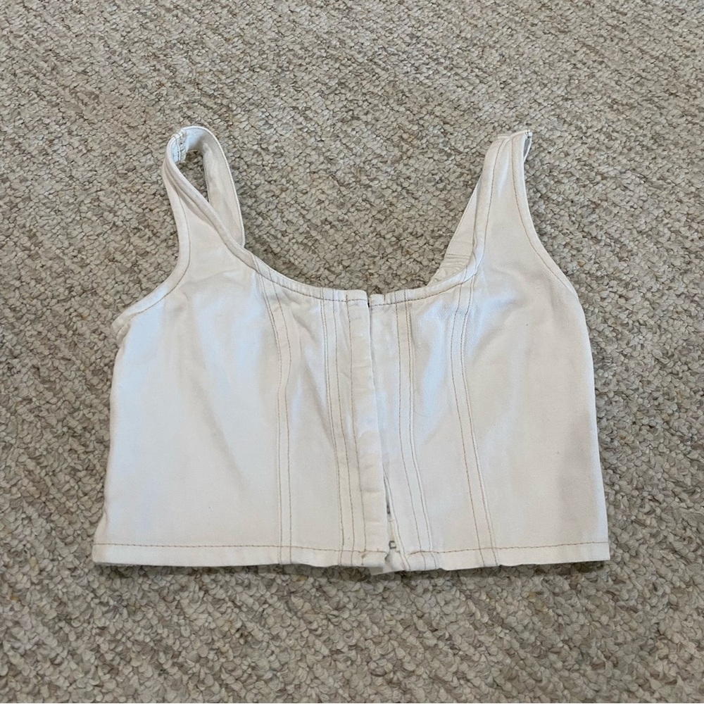 Lone Star Western 100% Cotton Square neck Corset Smocked Back Cropped Casual Top